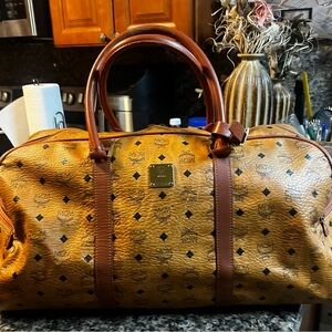 MCM Cognac Visetos Duffel Bag